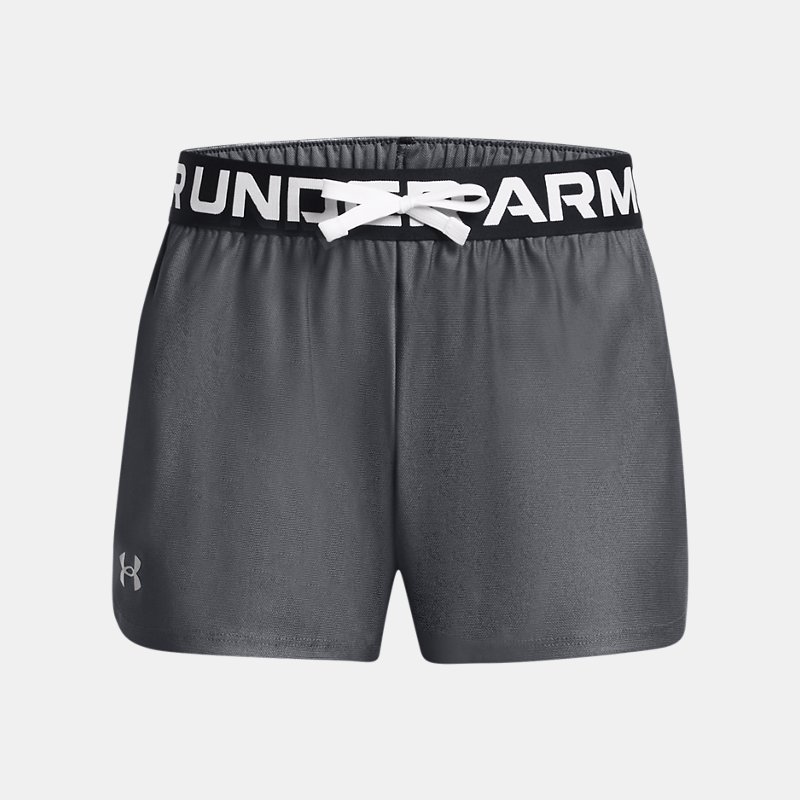 Girls' Under Armour Play Up Shorts Pitch Gray / Metallic Silver YLG (149 - 160 cm)